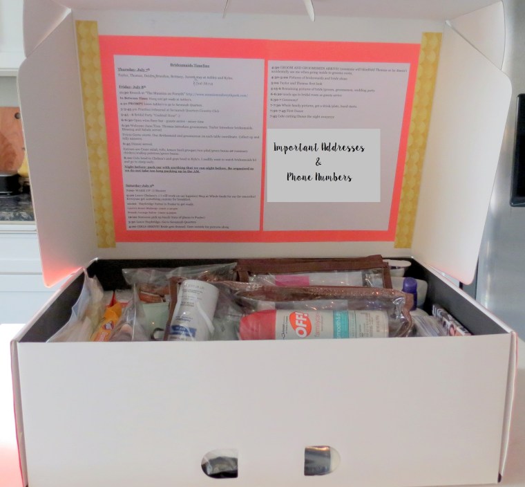 DIY - Wedding Emergency Kit - Inside of Box